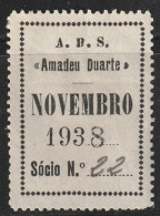 Vignette, Portugal 1938 - Vinheta Da Cota De Sócio -|- Fireman/ Pompiers, Associação Bombeiros Voluntários Da Parede - Local Post Stamps