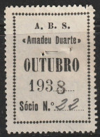 Vignette, Portugal 1938 - Vinheta Da Cota De Sócio -|- Fireman/ Pompiers, Associação Bombeiros Voluntários Da Parede - Emissions Locales