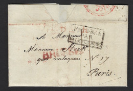 Précurseur De BRUSSEL (GRIFFE Rouge) Vers Paris LPB2R 1823 PAYS-BAS Par Valenciennes ; Voir 2 Scans ! LOT 284 - 1815-1830 (Holländische Periode)