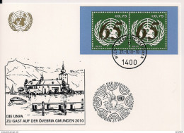 2010 UNO Wien Mi. Bl 28  WEISSE KARTE - White Card ÖVEBRIA - FDC