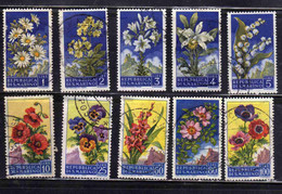 REPUBBLICA DI SAN MARINO 1957 FLORA FIORI 2 EMISSIONE FLOWERS SERIE COMPLETA COMPLETE SET USATA USED OBLITERE' - Gebruikt