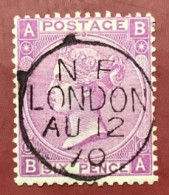 SUPERB SG 109: GB Queen Victoria 1867-80 6d Mauve Wmk Spray Of Rose Plate 8 Cancelled "N F LONDON 1870" (Great Britain - Oblitérés