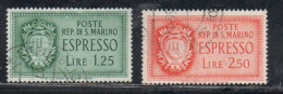 REPUBBLICA DI SAN MARINO 1945 ESPRESSI SPECIAL DELIVERY STEMMA ARMS SERIE COMPLETA COMPLETE SET USATA USED OBLITERE' - Francobolli Per Espresso