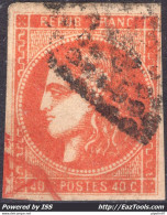 FRANCE BORDEAUX 40c ROUGE N° 48j AVEC OBLITERATION GC SIGNÉ SCHELLER - 1870 Ausgabe Bordeaux