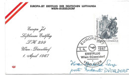 2363p: Europa- Jet Lufthansa- Erstflug Wien- Düsseldorf 1967 - First Flight Covers