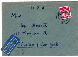 70980 - Bizone - 1949 - 80Pfg Bauten EF A LpBf SCHLESWIG -> Elmira, NY (USA) - Covers & Documents