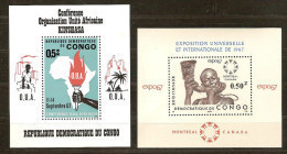 Congo 1967 OBCn° Bloc 21-22 *** MNH Cote 7 Euro - Nuevas/fijasellos