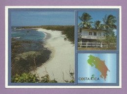 0191- CPM - COSTA RICA - JUNQUILLAL - Multivue : Plage, Maison Typique, Carte Géographique - 1 - Costa Rica