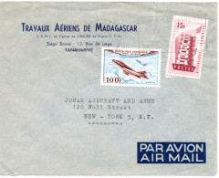 70982 - Frankreich - 1957 - 100F Duesenjaeger MiF A LpBf CARCASSONNE -> New York, NY (USA) - Storia Postale
