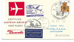 2363z: AUA- Sonderflug Leipziger Messe 1967 Mit Jet Caravelle - Poste Aérienne