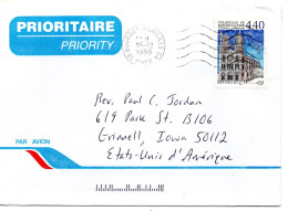 70992 - Frankreich - 1998 - 4,40F Mantes-la-Jolie EF A LpBf BOURGES -> Grinnell, IA (USA) - Cartas & Documentos