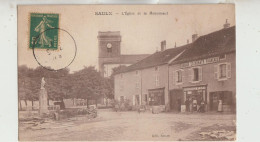 Saulx 70   Carte  Circulée Timbrée - L'Eglise- Et Le Monument _La Place Et Le Trottoir Bien Animés - Saulx