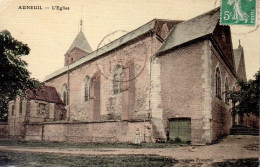 AUNEUIL  -  L' Eglise  -  Carte Toilée Couleur Des Comptoirs Français - Auneuil