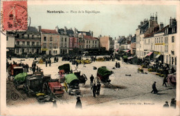 Montargis Place De La République Marché Market Mercato Loiret 45200 Cpa Couleur Voyagée En 1906 En B.Etat - Montargis