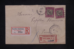 DOMINICAINE - Enveloppe En Recommandé De Macoris Pour Paris Via New York En 1909 - L 147933 - Dominicaine (République)