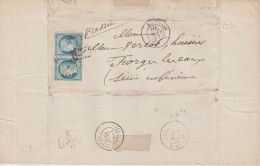 France Lettre 1872 De Beauvais GC404 (Oise)  Pour Forges (76) Paire N°60 - 1849-1876: Période Classique