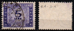 * 1947 Italia Repubblica Segnatasse 5 Lire Usato Filigrana Ruota 1 DA - Taxe