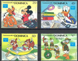 MWD-BK2-074-2 MINT PF/MNH ¤ DOMINICA 1986 4w In Serie ¤ AMERIPEX '86 -  ALL FRIEND OF WALT DISNEY - Disney