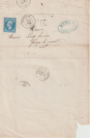 France Lettre 1864 De Formerie GC1553 (Oise)  Pour Forges (76) Avec Cachet De Facteur - 1849-1876: Klassik