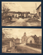 Ruette (Virton). Entrée Du Village. L'église Saint-Genest.  Avenue De La Gare. Rue Du Moulin. Lot De 4 Cartes - Virton