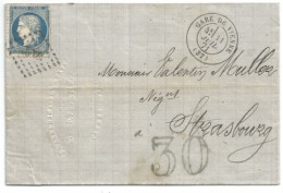 21p - GARE DE VIENNE - 11 Juillet 1871 Pour STRASBOURG - Taxe Allemande Tampon 30 - 20 Ctes SIEGE - Ambulant - - Krieg 1870