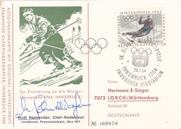 OLYMPIC GAMES, INNSBRUCK'64, WINTER, SKIING, PC STATIONERY, ENTIER POSTAL, 1964, AUSTRIA - Inverno1964: Innsbruck