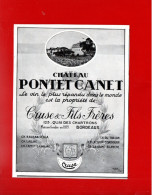 PUBLICITÉ . VIN . CHÂTEAU PONTET-CANET . CRUSE & FILS FRÈRES - Réf. N°988F - - Alcolici