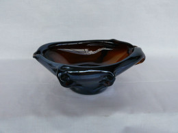 Vintage Heavy Brown Glass Ashtray Two Slots #2046 - Aschenbecher
