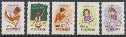Suriname 1985 Mi 1157 /61 Sc B331 /5 SG 1261 /5 ** Studying, Writing Alphabet, Writing, Reading, Thinking -Child Welfare - Altri & Non Classificati