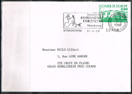 EUR L69 - FRANCE Service N° 96 Sur Lettre Avec Flamme Session Du Parlement Européen 1988 - Cartas & Documentos