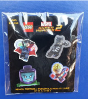 Lot De 4 Figurines Version Espagnole (pencil Toppers) Super Héros Marvel Lego Sous Blister D'origine - Non Classés