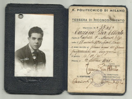 TESSERA DI RICONOSCIMENTO - R. POLITECNICO DI MILANO 1944 BIENNIO PROPEDEUTICO DI INGEGNERIA  - Non Classés