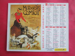 CALENDRIER ALMANACH 1994 LAVIGNE AFFICHES  ANCIENNES 1900 MOTOCYCLES COMIOT GRASSE - Groot Formaat: 1991-00