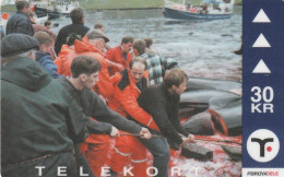 Faroe Islands, OD-032, 30 Kr , Pilot Whales 3, 2 Scans - Faeroër