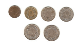 62/ Suisse : 1 Centime 1959 - 5 Centimes 1981 - 10 Centimes 1973 Et 1980 - 20 Centimes 1944 Et 1985 - Autres & Non Classés