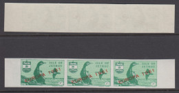 Jethou - Guernsey Strip 3 1/- Europa 1961 IMPERF. Thin White Paper - Guernesey