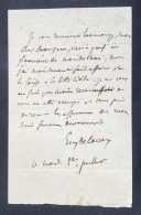 Eugène DELACROIX – Lettre Autographe Signée – Tableau «Femmes D’Alger Dans Leur Appartement» - Pintores Y Escultores