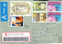 BELGIQUE AFFRANCHISSEMENT COMPOSE SUR LETTRE RECOMMANDEE POUR LA FRANCE - Storia Postale