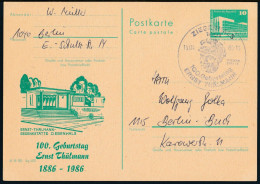 RDA - Entier Postal Repiqué / DDR - Ganzsachen P84 Zudrück SSt Ziegenwald 16-4-1986 Nach Berlin - Privé Postkaarten - Gebruikt