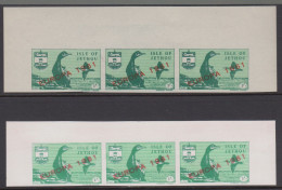 Jethou - Guernsey Strip 3 1/- Europa 1961 IMPERF. Thick White Paper - Guernesey