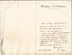 ANCIENNE LETTRE MINISTERE DE L'INTERIEUR DATE DU 13 AVRIL 1822 N°8 - Personnages Historiques