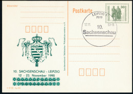 RDA - Entier Postal Repiqué / DDR - Ganzsachen Zudrück P107 II - SSt Leipzig 12-11-90 - Cartes Postales Privées - Oblitérées