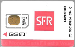 CARTE-GSM-SFR-PUCE J-SFR-SF6Ja-D2-VISUEL5-R° ENTREPRISEsV° Logo Cegetel- -GARANTIE ATTACHEE-TBE/RARE - Per Cellulari (telefonini/schede SIM)