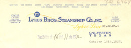 NAVIGATION 1932 ENTETE Likes Bros. Steamship Co . Galveson   Texas Etats Unis D’Amérique Pour Guterrez Mexico V.HIST. - Estados Unidos