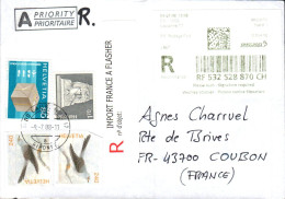 SUISSE AFFRANCHISSEMENT COMPOSE SUR LETTRE RECOMMANDEE POUR LA FRANCE 2008 - Covers & Documents