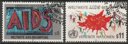 UNO Wien 1990 M-iNr. 100 - 101 O  Gestempelt Weltweitweite - Aids-Bekämpfung ( 2333/2) - Gebruikt