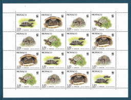 Monaco Feuillet De 16 Timbres. Tortues. Cote 30€. - Colecciones & Series