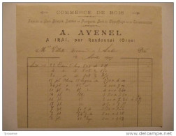 T545 / Facture Commerce De Bois - A. AVENEL à IRAI Près De RANDONNAI - Orne - Invoices