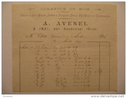 T545 / Facture Commerce De Bois - A. AVENEL à IRAI Près De RANDONNAI - Orne - Facturen