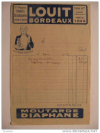 T571 / Facture 1936 MOUTARDE DIAPHANE - PUB LOUIT BORDEAUX - Rechnungen